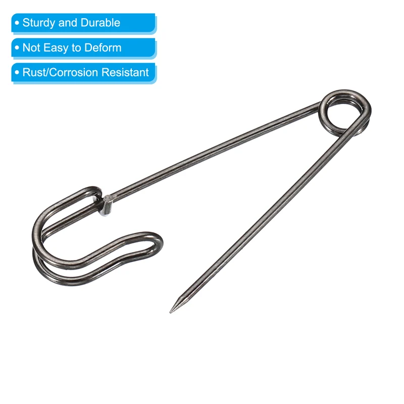 20Pcs Safety Pins 1.5 Inch Large Metal Sewing Pins Black