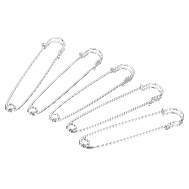 Safety Pins 3.5 Inch Large Metal Sewing Pins Silver Tone 50Pcs