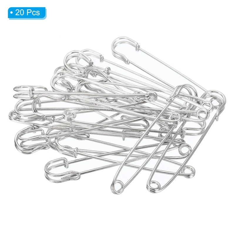 Safety Pins 3.5 Inch Large Metal Sewing Pins Silver Tone 20Pcs