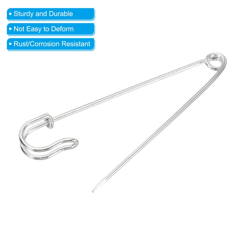 Safety Pins 3.5 Inch Large Metal Sewing Pins Silver Tone 20Pcs