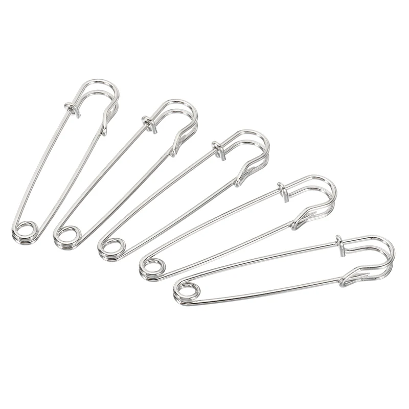 Safety Pins 2.95 Inch Large Metal Sewing Pins for Blankets Skirts Crafts Brooch Making Silver Tone 50Pcs