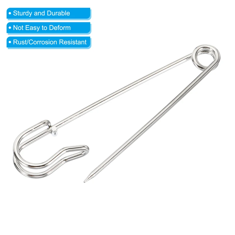 Safety Pins 2.95 Inch Large Metal Sewing Pins for Blankets Skirts Crafts Brooch Making Silver Tone 50Pcs