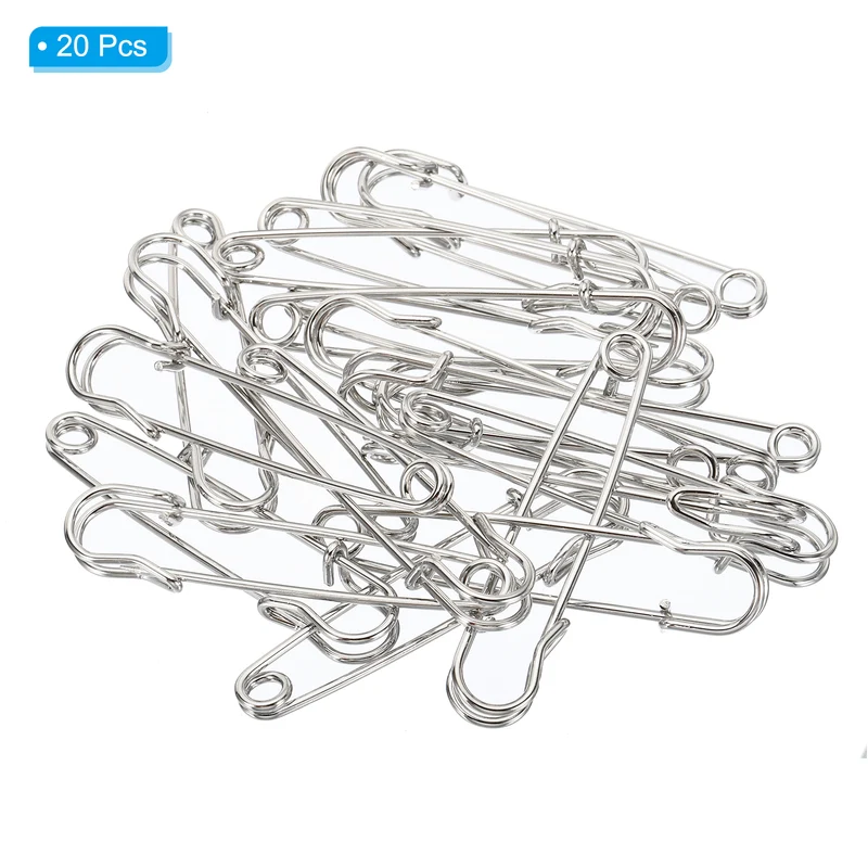 Safety Pins 2.95 Inch Large Metal Sewing Pins Silver Tone 20Pcs