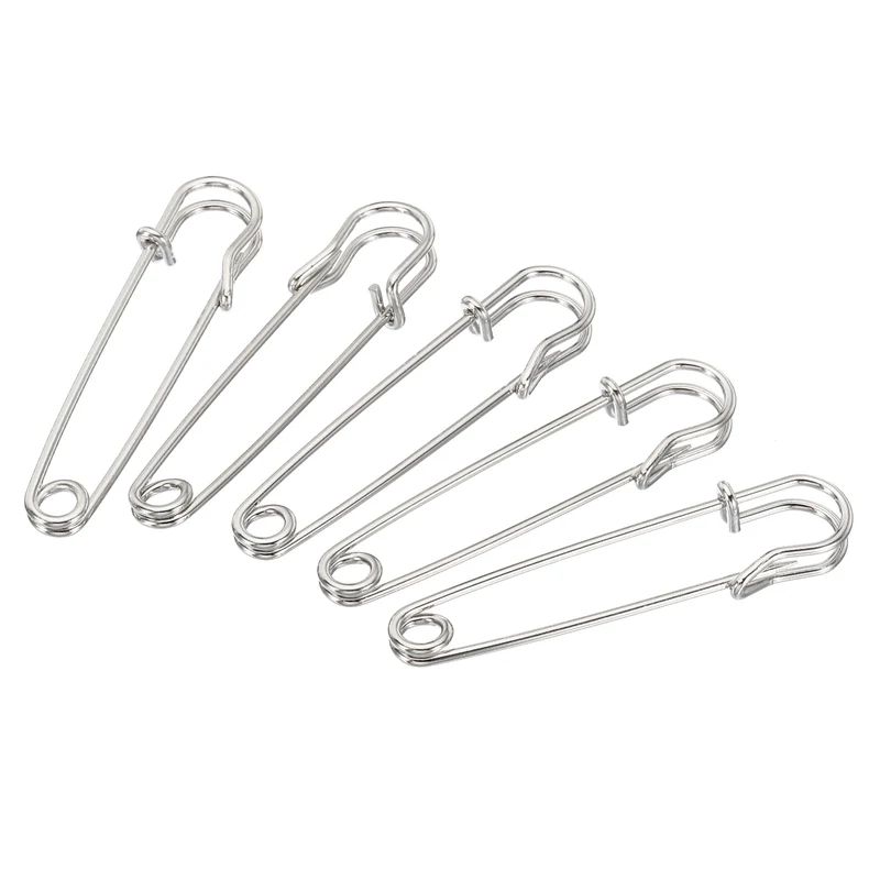 Safety Pins 2.76 Inch Large Metal Sewing Pins Silver Tone 20Pcs