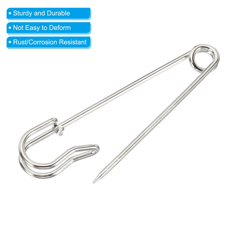 Safety Pins 2.76 Inch Large Metal Sewing Pins Silver Tone 20Pcs