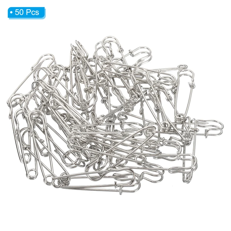 Safety Pins 1.97 Inch Large Metal Sewing Pins Silver Tone 50Pcs
