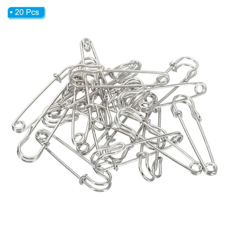 Safety Pins 1.97 Inch Large Metal Sewing Pins Silver Tone 20Pcs