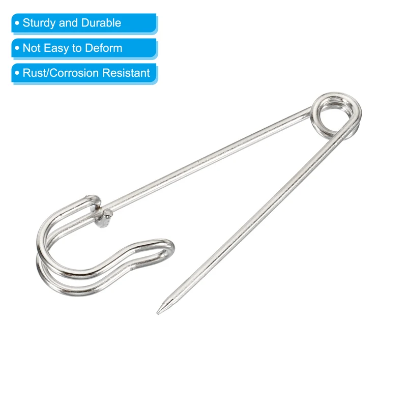 Safety Pins 1.97 Inch Large Metal Sewing Pins Silver Tone 20Pcs