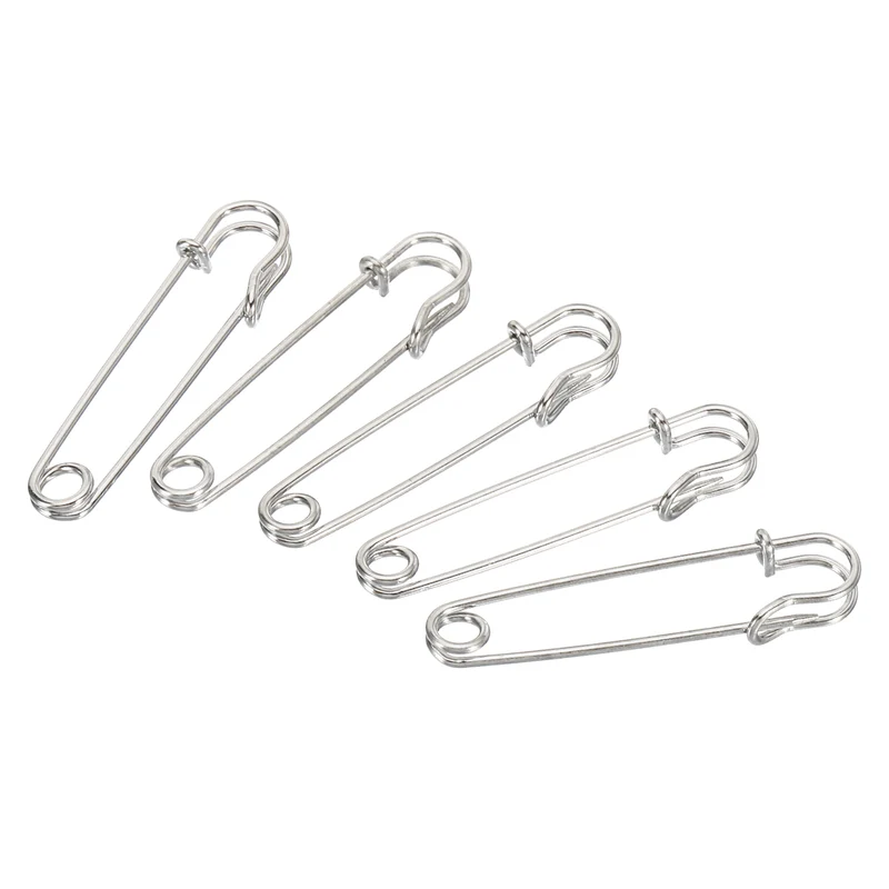 Safety Pins 1.5 Inch Large Metal Sewing Pins Silver Tone 50Pcs