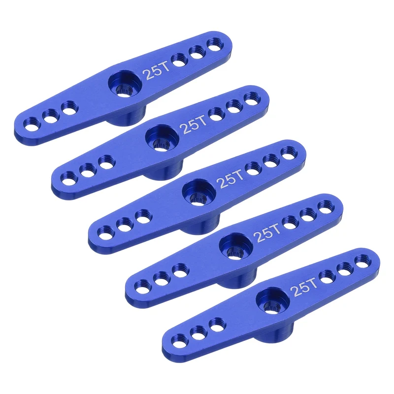 5 Pcs Aluminum Servo Horn 25T Servo Horn Steering Double Arms 47mm Dark Blue