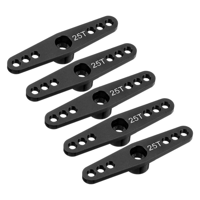 5 Pcs Aluminum Servo Horn 25T Servo Horn Steering Double Arms 47mm Black