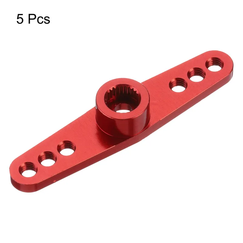5 Pcs Aluminum Servo Horn 25T Servo Horn Steering Double Arms 47mm Red