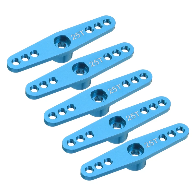 5 Pcs Aluminum Servo Horn 25T Servo Horn Steering Double Arms 47mm Pale Blue