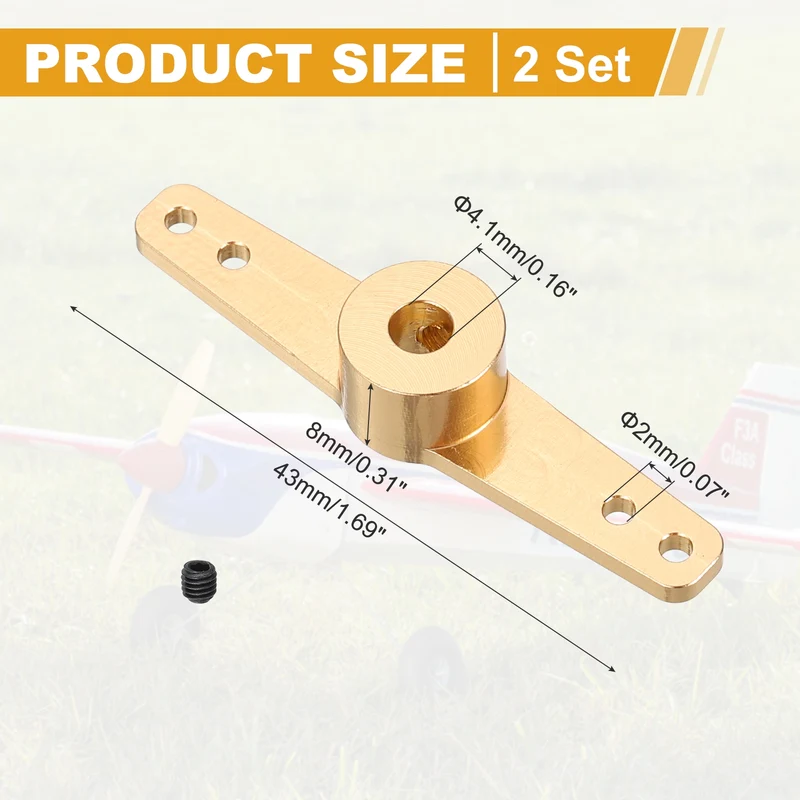 Steering Servo Arm Double Steering Arm Servo Horn 4.1mm Pack of 2 (Gold Tone)