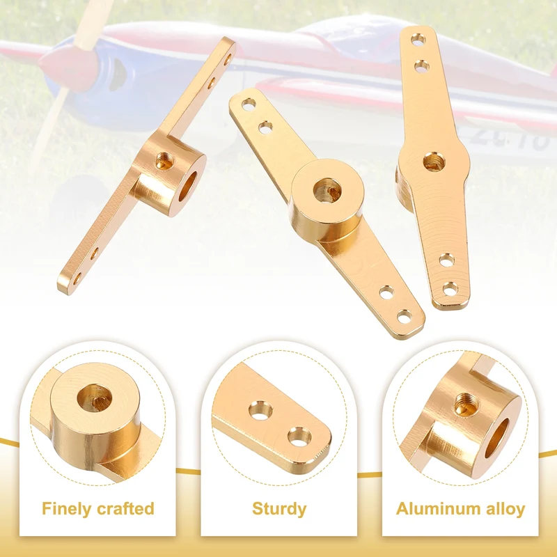 Steering Servo Arm Double Steering Arm Servo Horn 4.1mm Pack of 2 (Gold Tone)