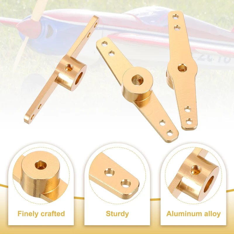 Steering Servo Arm Double Steering Arm Servo Horn 3.1mm Pack of 2 (Gold Tone)
