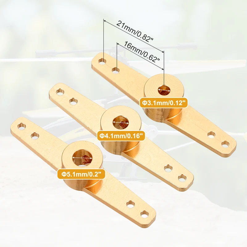 Steering Servo Arm Double Steering Arm Servo Horn 3.1mm Pack of 2 (Gold Tone)