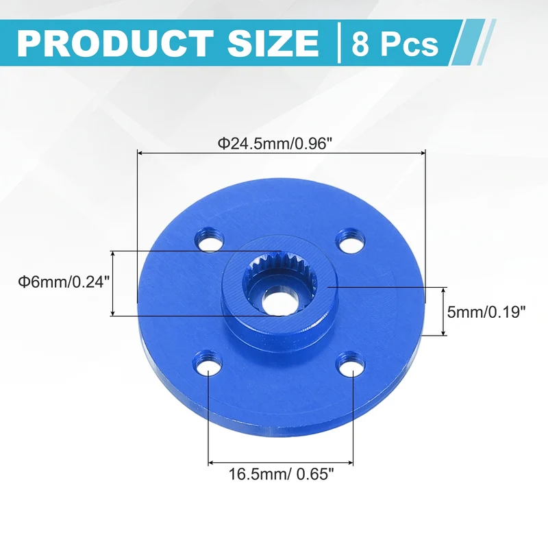 25T Servo Horn Arm Round, 25T Round Servo Horn for RC Car Pack of 5(Blue)
