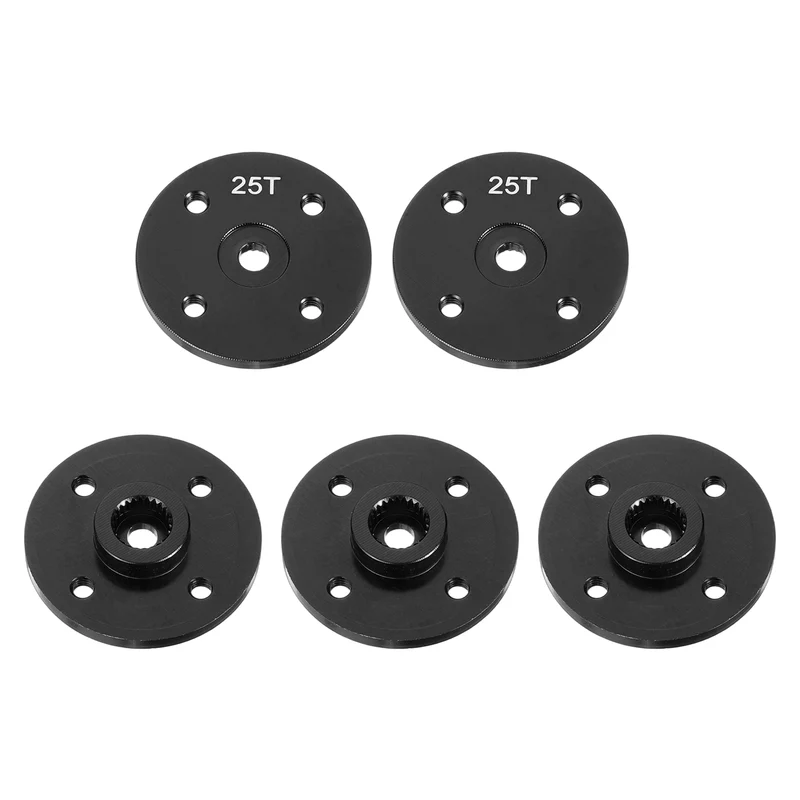 25T Servo Horn Arm Round, 25T Round Servo Horn for RC Car Pack of 5(Black)