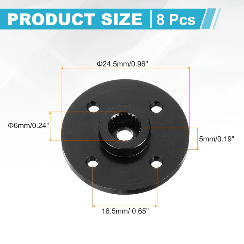 25T Servo Horn Arm Round, 25T Round Servo Horn for RC Car Pack of 5(Black)