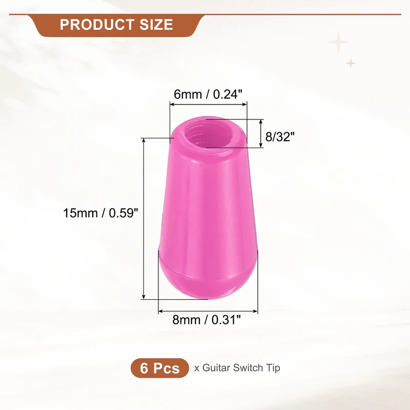 3 Way Guitar Toggle Switch Tip 8/32 Threaded ABS Purple 6Pcs
