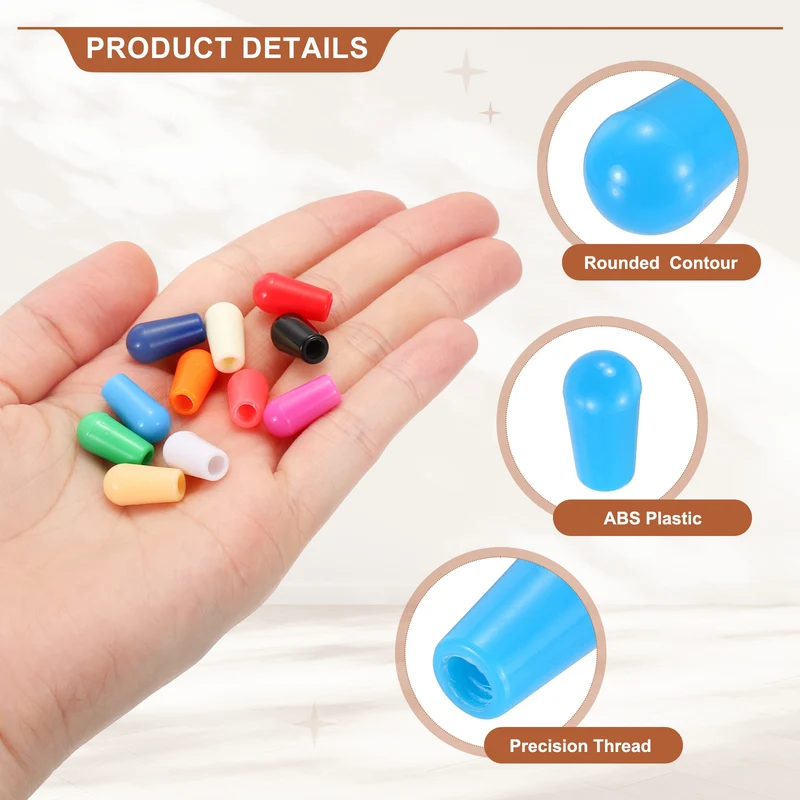 3 Way Guitar Toggle Switch Tip 8/32 Threaded ABS Light Blue 6Pcs