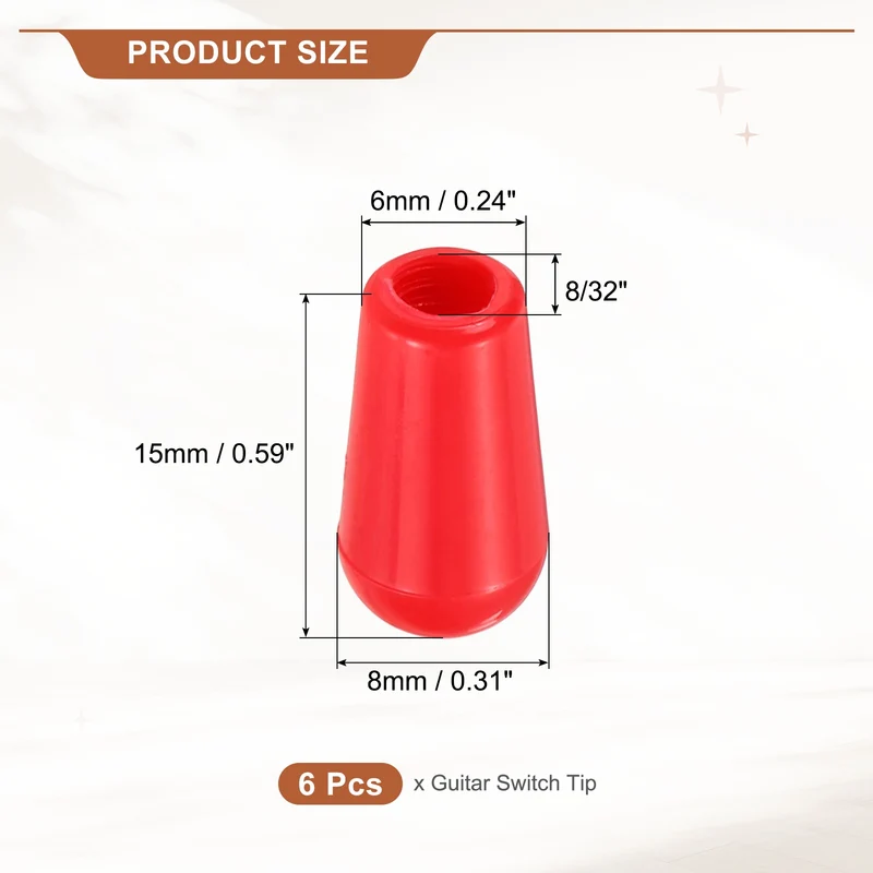 3 Way Guitar Toggle Switch Tip 8/32 Threaded ABS Red 6Pcs