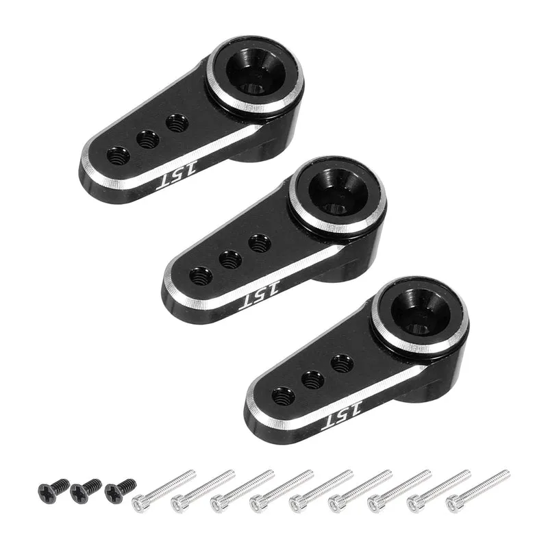 Aluminum Alloy 15T Steering Servo Arm Horn Black for DIY RC Car/Boat/Airplane Boat Accessories 3 Pcs
