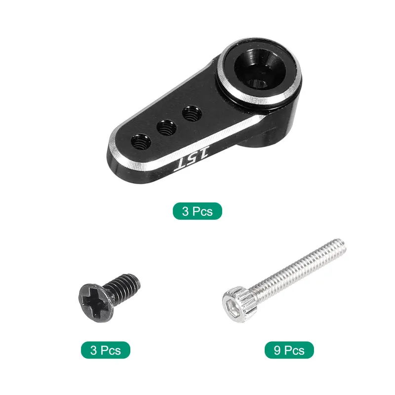 Aluminum Alloy 15T Steering Servo Arm Horn Black for DIY RC Car/Boat/Airplane Boat Accessories 3 Pcs