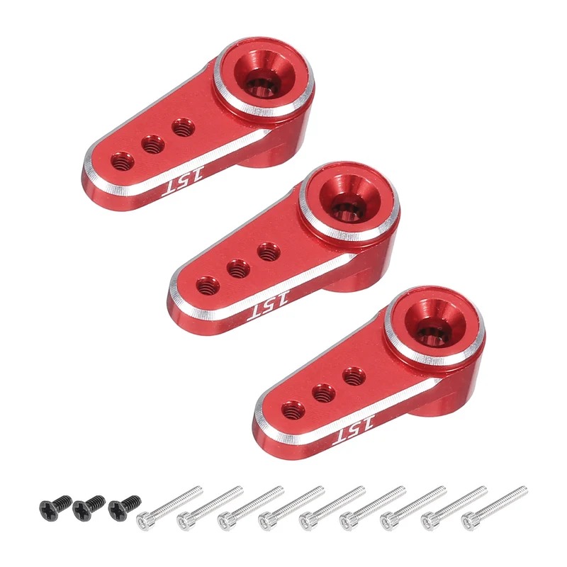 Aluminum Alloy 15T Steering Servo Arm Horn Red for DIY RC Car/Boat/Airplane Boat Accessories 3 Pcs
