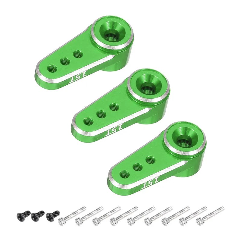 Aluminum Alloy 15T Steering Servo Arm Horn Green for DIY RC Car/Boat/Airplane Boat Accessories 3 Pcs