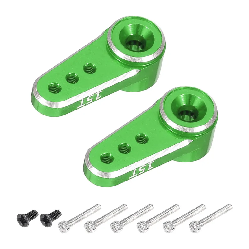 Aluminum Alloy 15T Steering Servo Arm Horn Green for DIY RC Car/Boat/Airplane Boat Accessories 2 Pcs