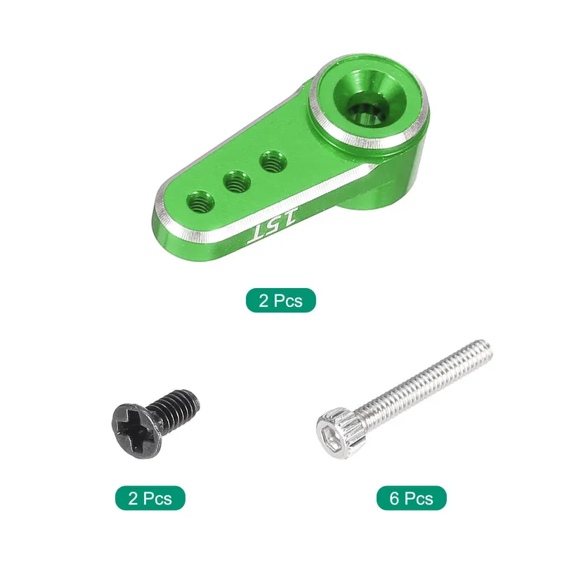 Aluminum Alloy 15T Steering Servo Arm Horn Green for DIY RC Car/Boat/Airplane Boat Accessories 2 Pcs