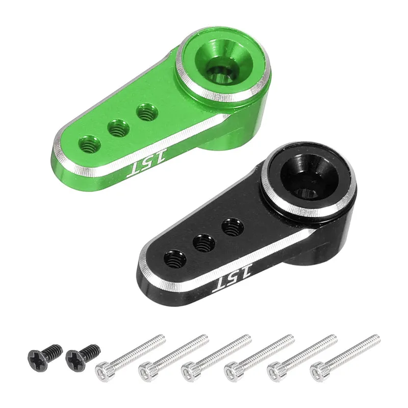 Aluminum Alloy 15T Steering Servo Arm Horn Green, Black for DIY RC Car/Boat/Airplane Boat Accessories 2 Pcs