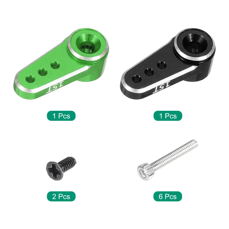Aluminum Alloy 15T Steering Servo Arm Horn Green, Black for DIY RC Car/Boat/Airplane Boat Accessories 2 Pcs