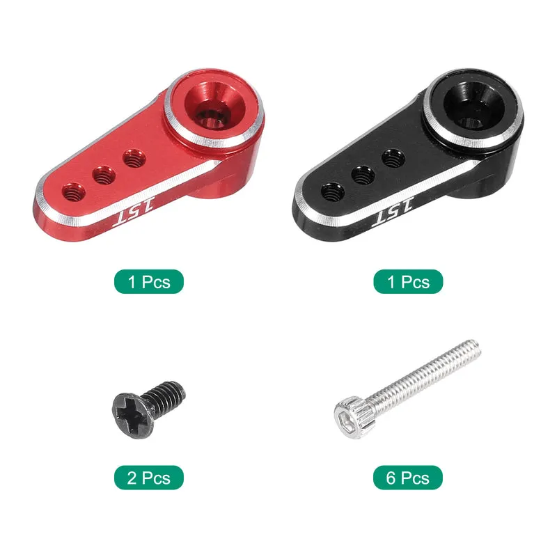 Aluminum Alloy 15T Steering Servo Arm Horn Red Black for DIY RC Car/Boat/Airplane Boat Accessories 2 Pcs