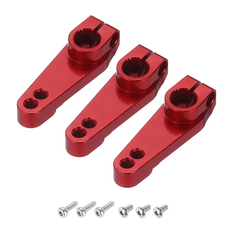 3 Pcs Aluminum Servo Horn 25T Universal Steering Arm 30mm Length Red