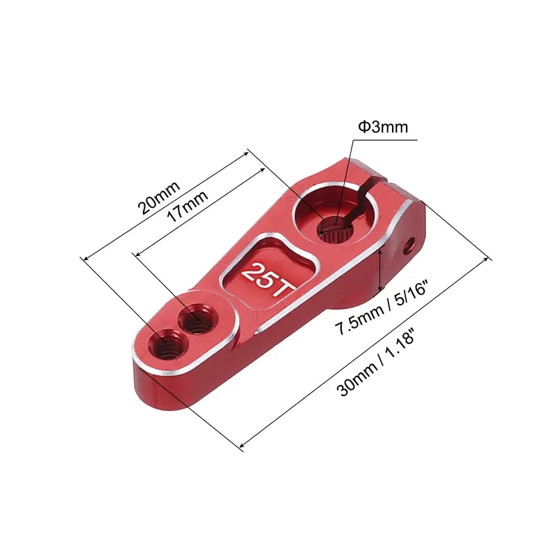 3 Pcs Aluminum Servo Horn 25T Universal Steering Arm 30mm Length Red