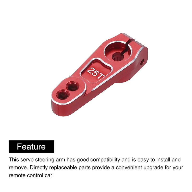3 Pcs Aluminum Servo Horn 25T Universal Steering Arm 30mm Length Red