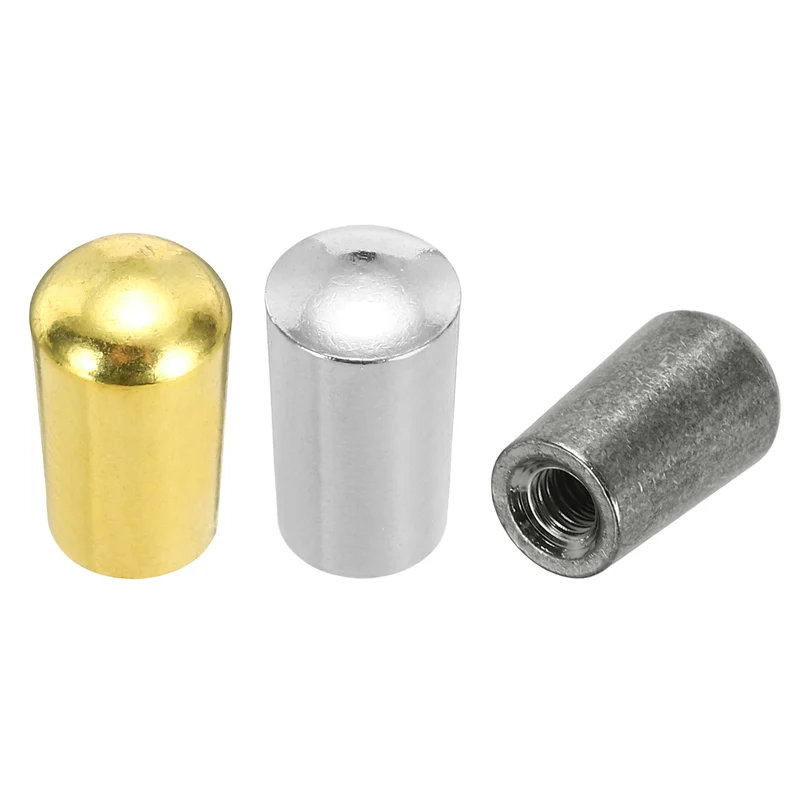 3Pcs 3Way Guitar Toggle Switch Tip, M3.5 Brass Threaded, Dark Silver/Silver/Gold