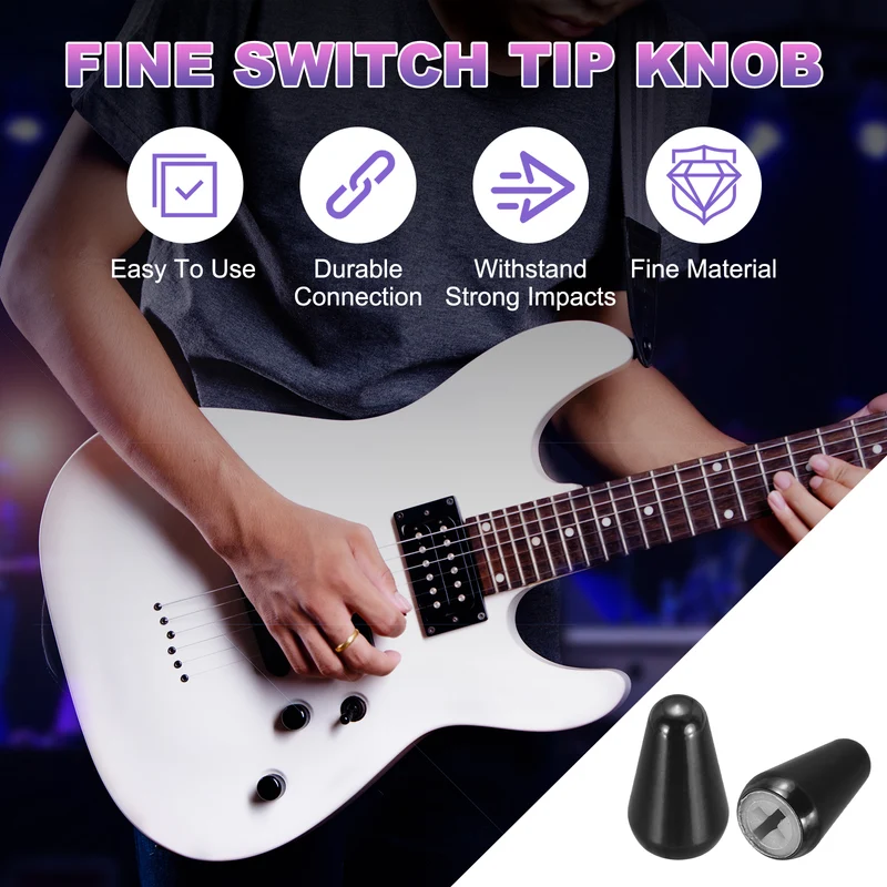 5Pcs Guitar 3/5 Way Pickup Switch Tip Cross-Slot for LP Guitar, Black