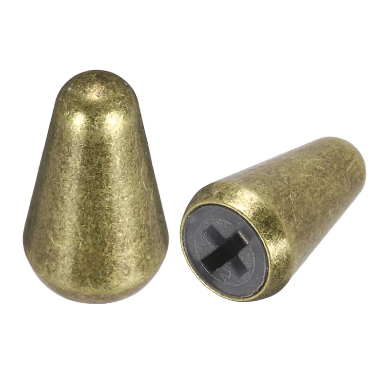 2Pcs Guitar 3/5 Way Pickup Switch Tip Cross-Slot for LP Guitar, Bronze