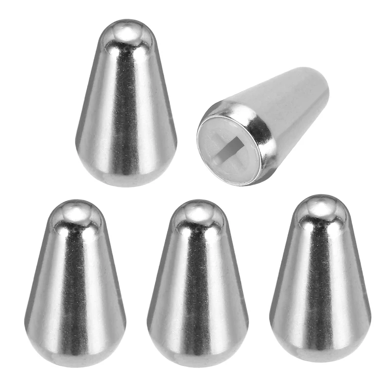 5Pcs Guitar 3/5 Way Pickup Switch Tip Cross-Slot for LP Guitar, Silver