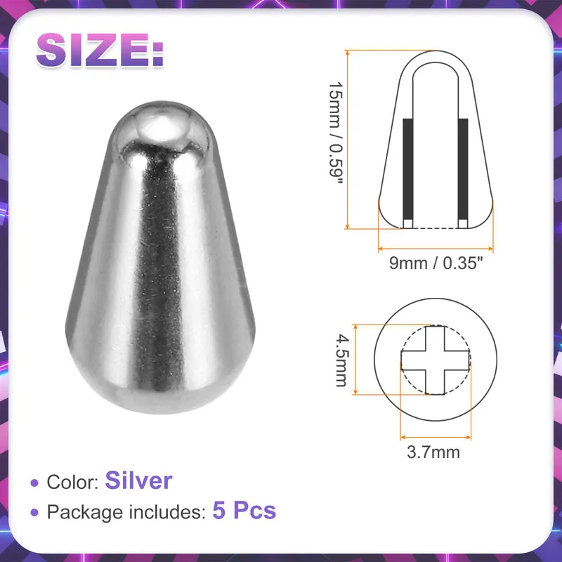 5Pcs Guitar 3/5 Way Pickup Switch Tip Cross-Slot for LP Guitar, Silver