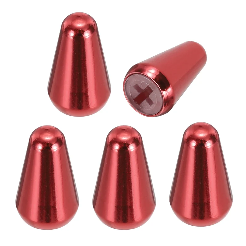 5Pcs Guitar 3/5 Way Pickup Switch Tip Cross-Slot for LP Guitar, Dark Red