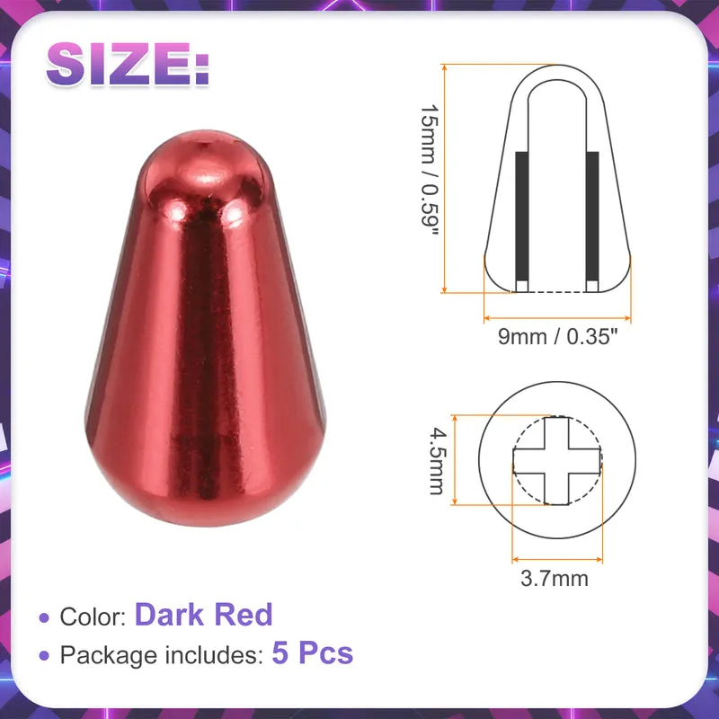 5Pcs Guitar 3/5 Way Pickup Switch Tip Cross-Slot for LP Guitar, Dark Red