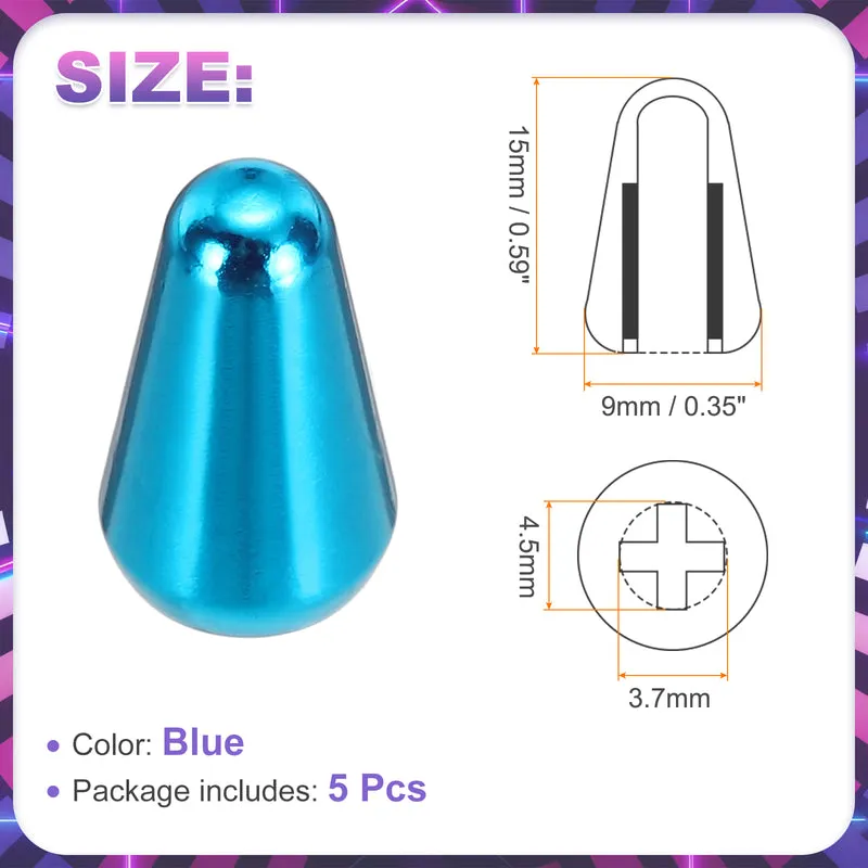5Pcs Guitar 3/5 Way Pickup Switch Tip Cross-Slot for LP Guitar, Blue