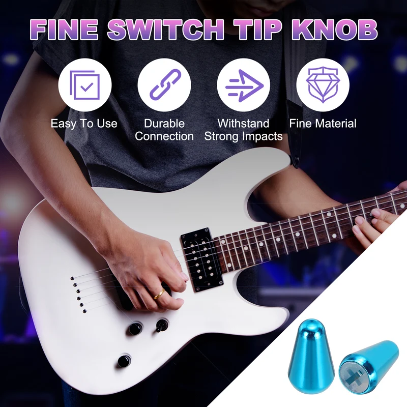 5Pcs Guitar 3/5 Way Pickup Switch Tip Cross-Slot for LP Guitar, Blue