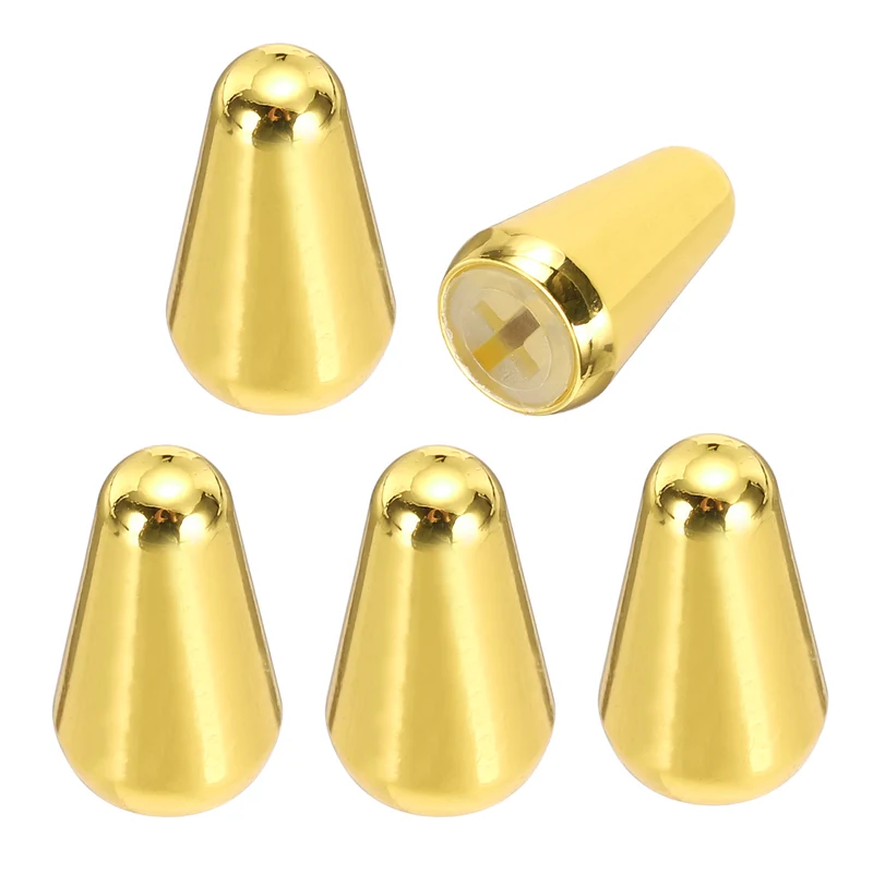5Pcs Guitar 3/5 Way Pickup Switch Tip Cross-Slot for LP Guitar, Gold