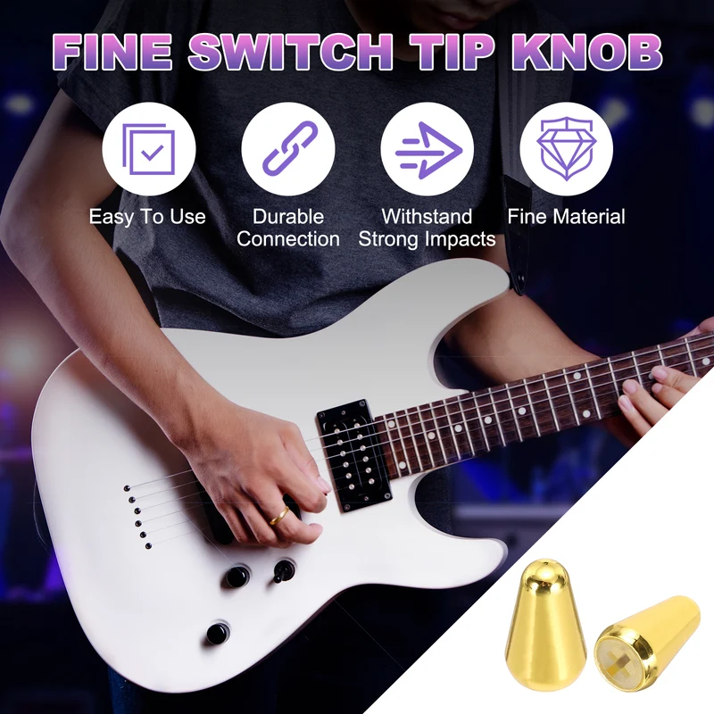 5Pcs Guitar 3/5 Way Pickup Switch Tip Cross-Slot for LP Guitar, Gold